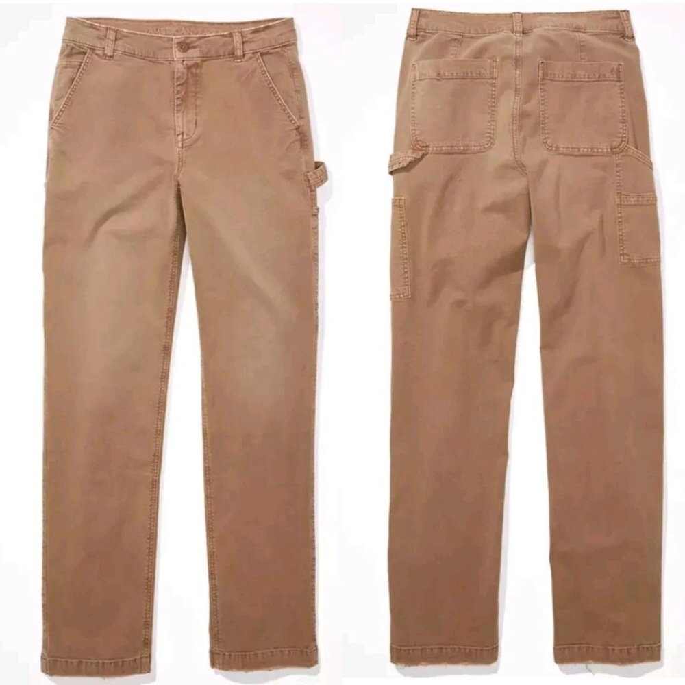 Old Navy Womens Carpenter Jeans Extra High Rise Sky-Straight Trousers Blush Sz 0